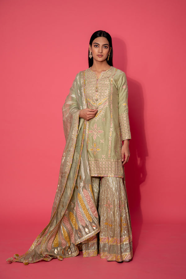 Patchwork Short Kurta & Sharara