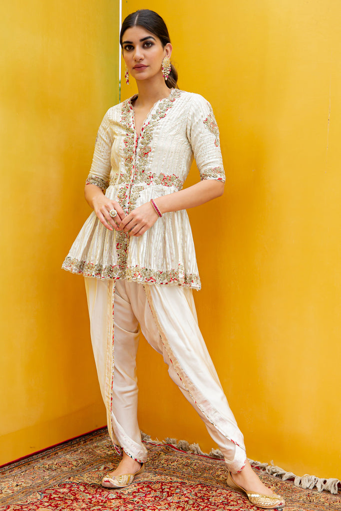 peplum dress with dhoti Buy Black Dhoti Peplum Top Set with Multicolour Tassels