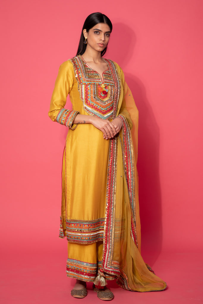 Sugandha Long Kurta with Wide Straight Pants