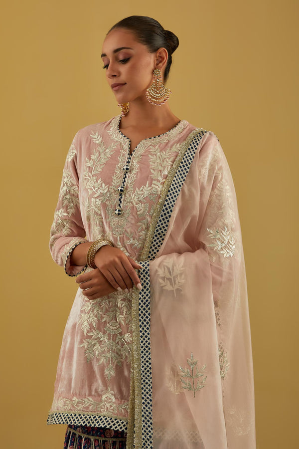 Afza Short Kurta with Printed Sharara