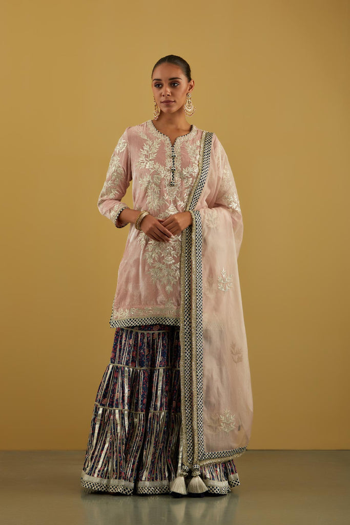 Afza Short Kurta with Printed Sharara