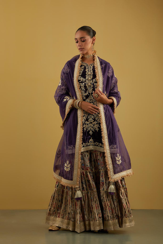 Afza Short Kurta with Printed Sharara