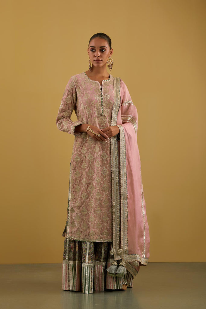 Tulip Velvet Long Kurta with Printed Sharara