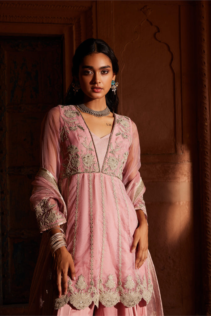 Dori Kardana A-line Short Kurta with Sharara