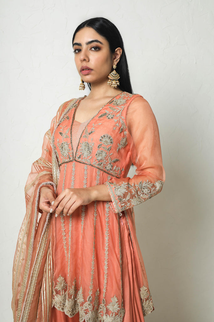 Dori Kardana A-line Short Kurta with Sharara