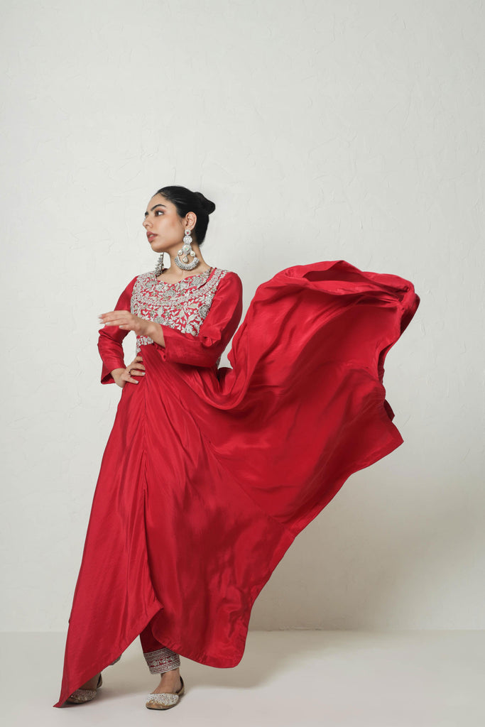 Assymetrical Kurta with Front & Back Yoke