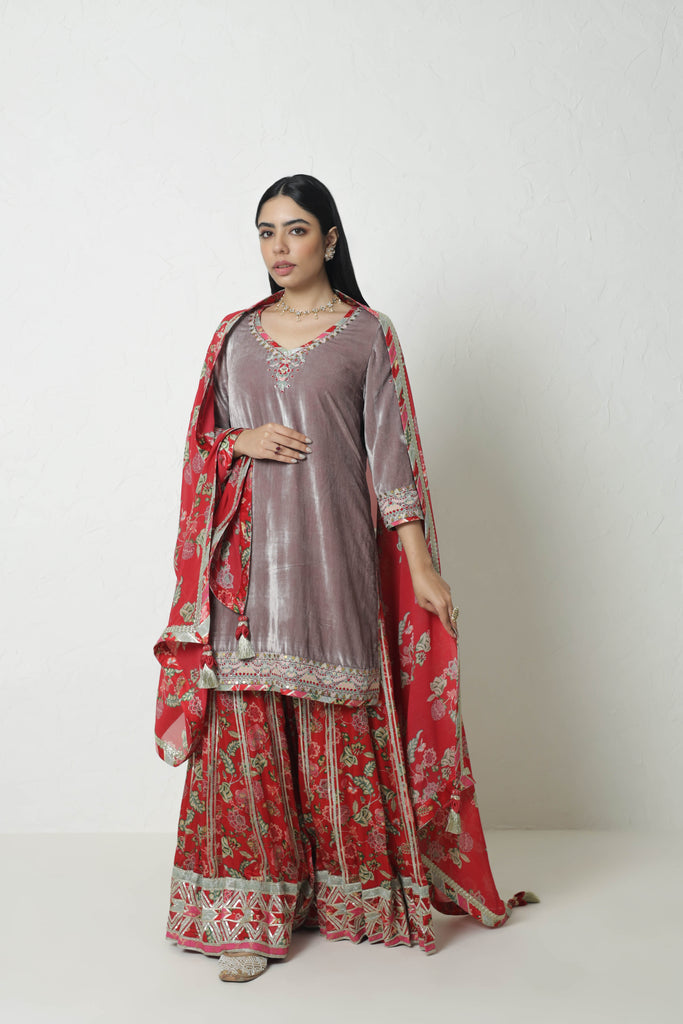 Medley Short Kurta & Sharara with Dupatta