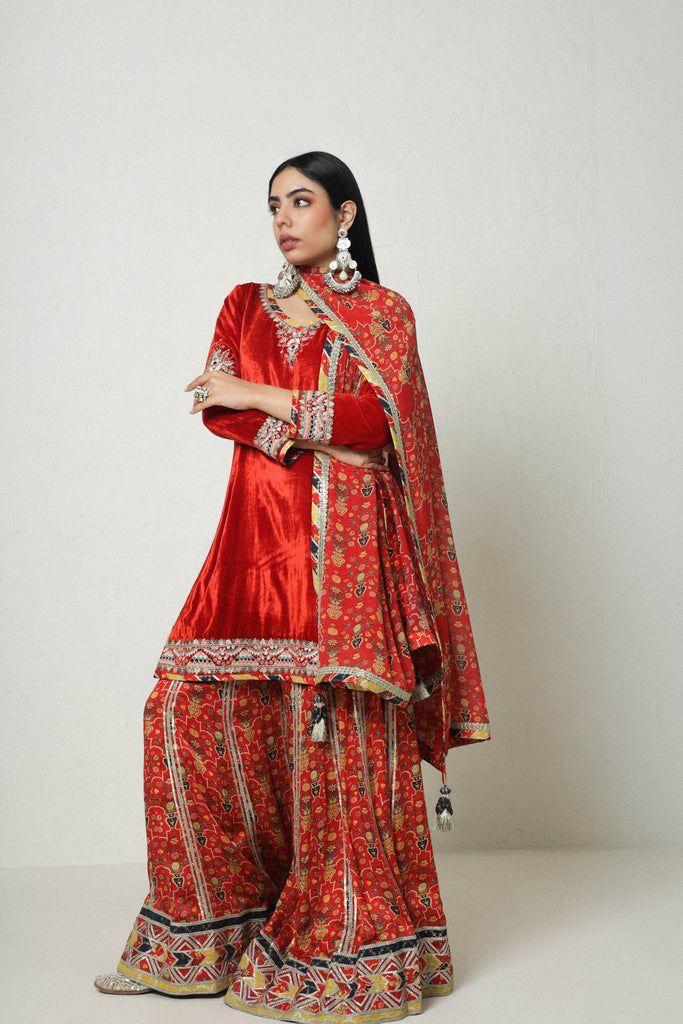 Medley Short Kurta & Sharara with Dupatta