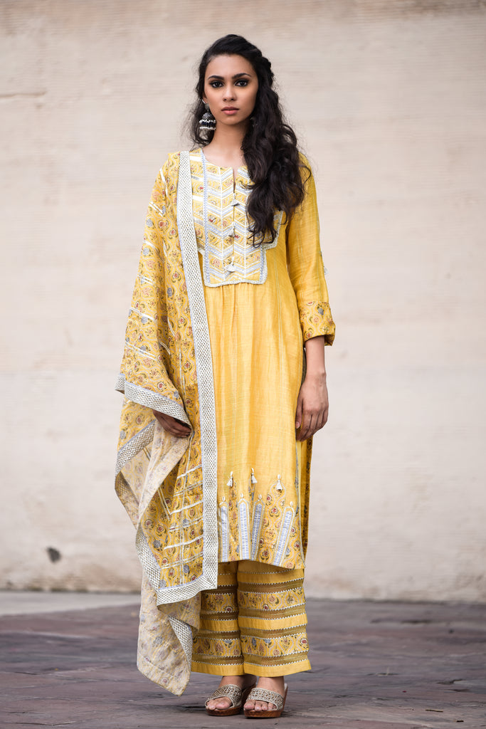 Amna Long Kurta with Wide Straight Pants