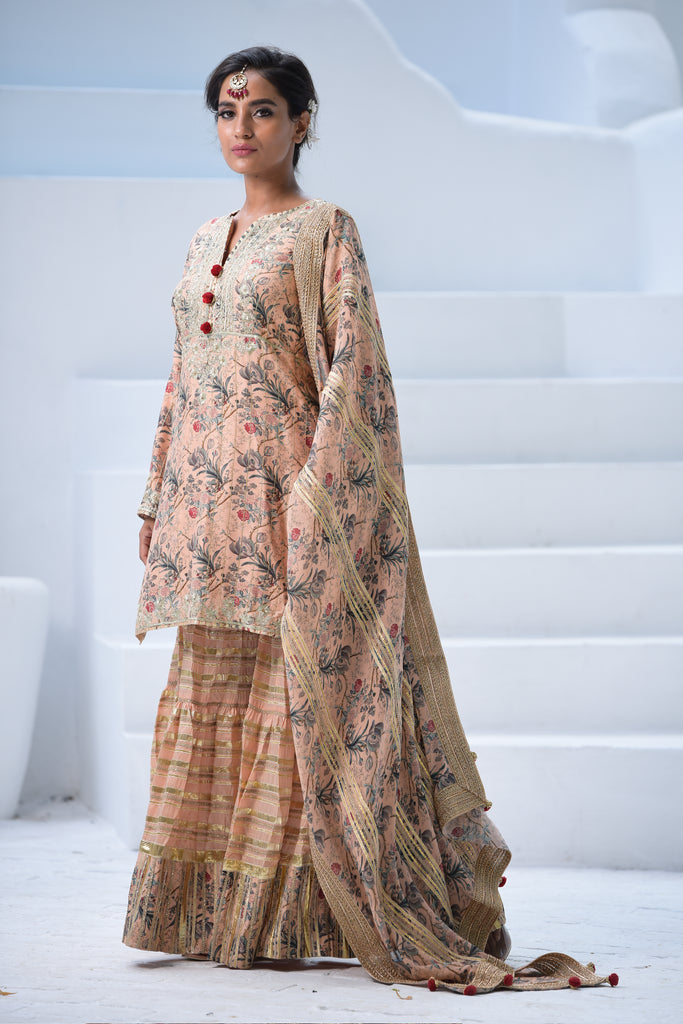 Suhani Printed Short Kurta & Sharara