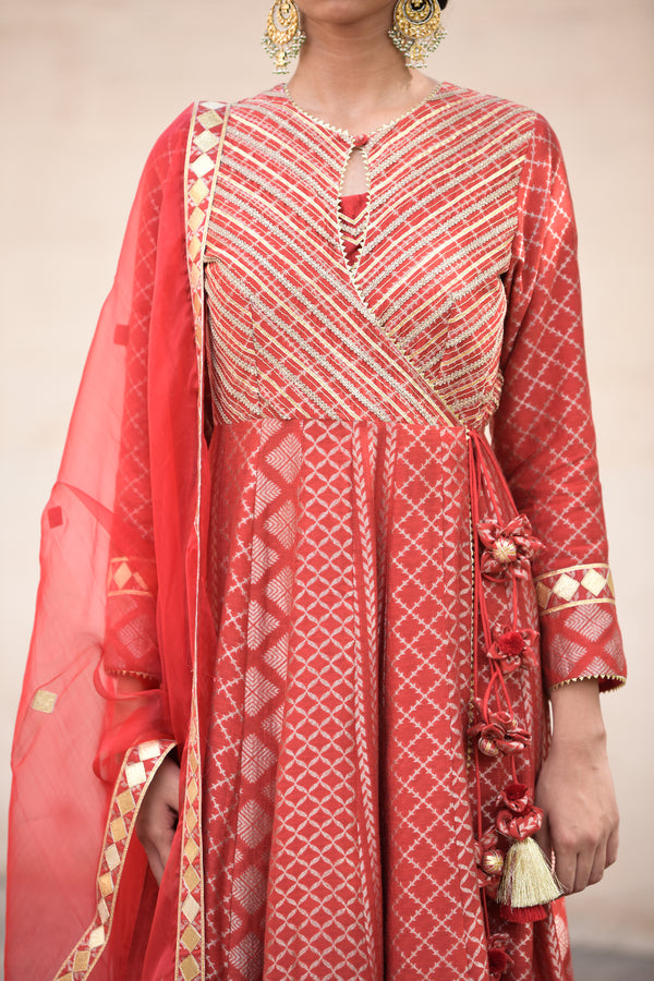 Zubeda Keyhole Kaleedar With Slip and Dupatta