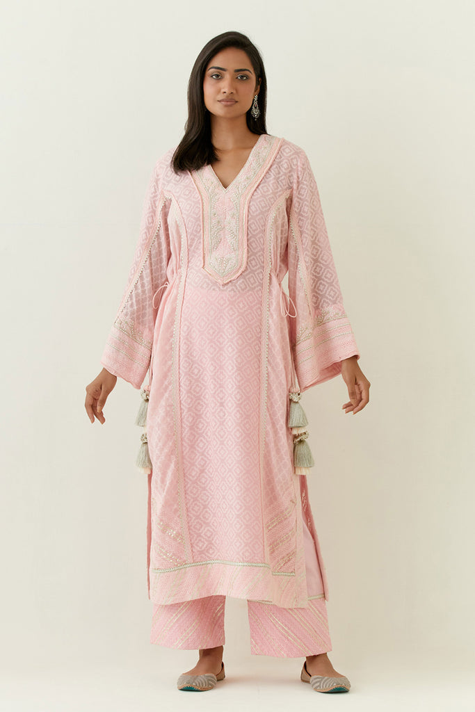 Jamdani Kaftan with Slip and Pants