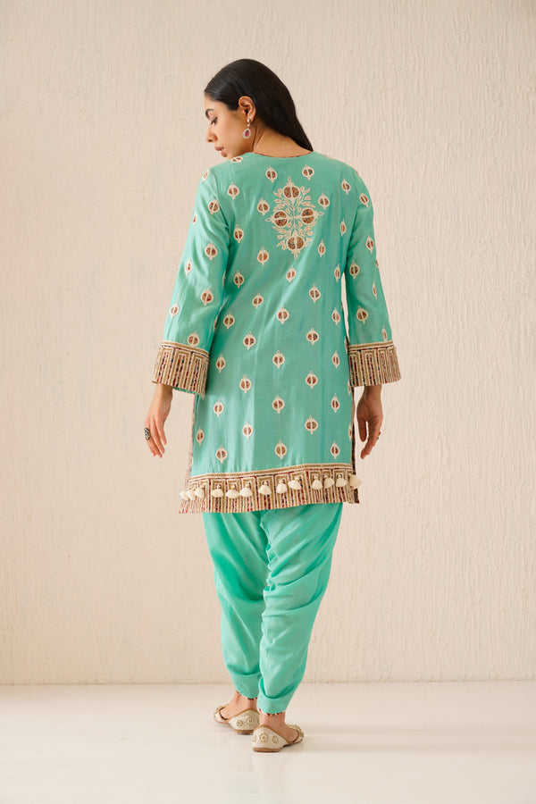 Anaar Short Kurta with Dhoti Pants & Dupatta