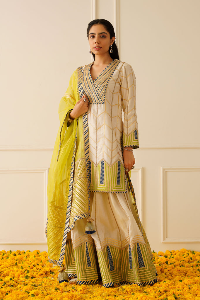 Colourblock Short Kurta & Sharara