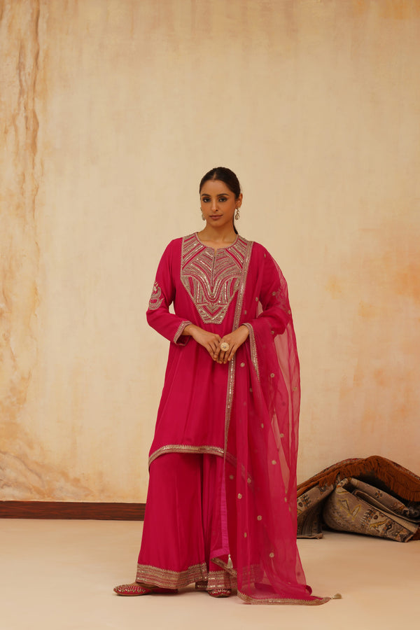 Dori Kurta with Pleated Sharara & Dupatta