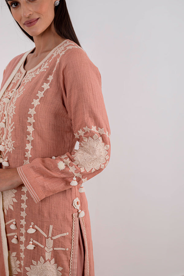 Sunflower Long Kurta with Wide Straight Pants