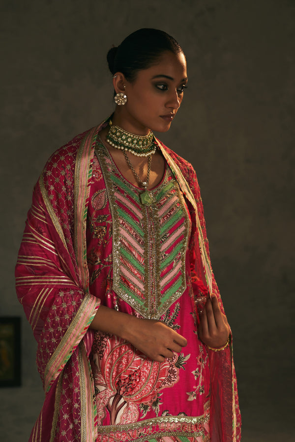 Turret Printed Short Kurta Sharara