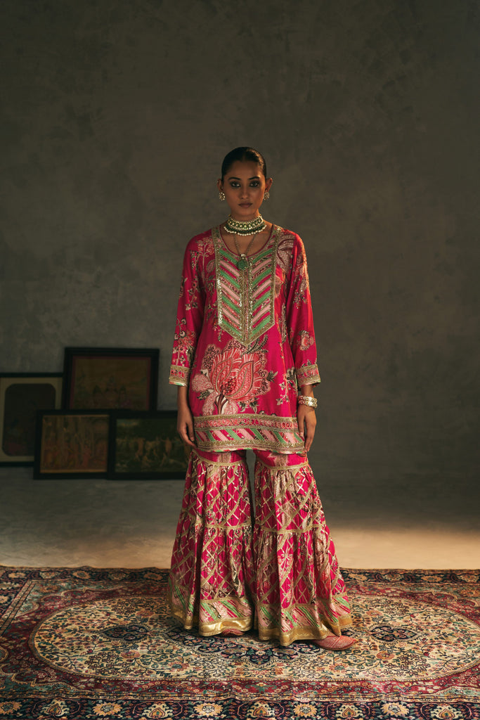 Turret Printed Short Kurta Sharara