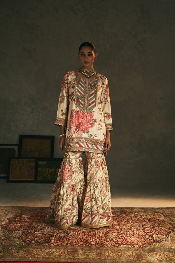 Turret Printed Short Kurta Sharara
