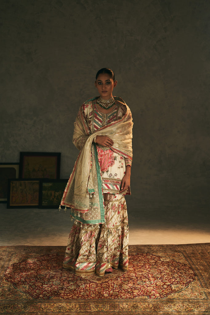 Turret Printed Short Kurta Sharara