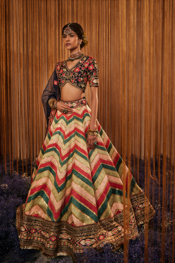 Phulkari Lehenga with Blouse & Dupatta