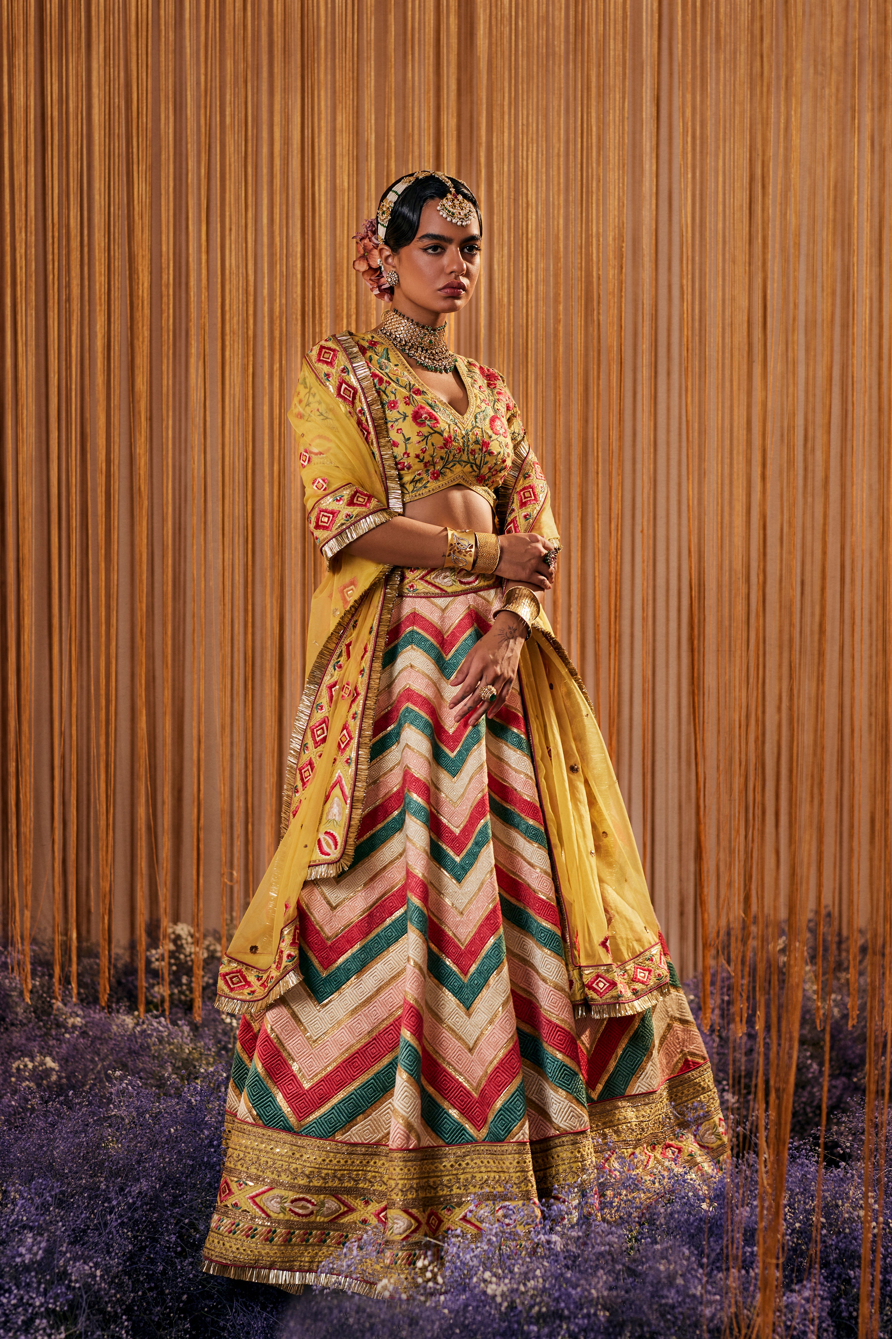 Phulkari super Lehenga with Blouse Dupatta - Main Image