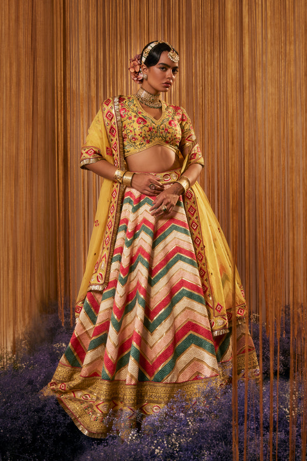 Phulkari Lehenga with Blouse & Dupatta