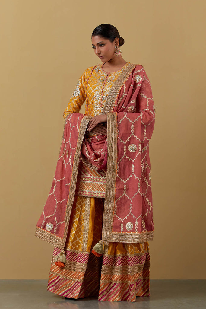 Leheriya Short Kurta & Sharara