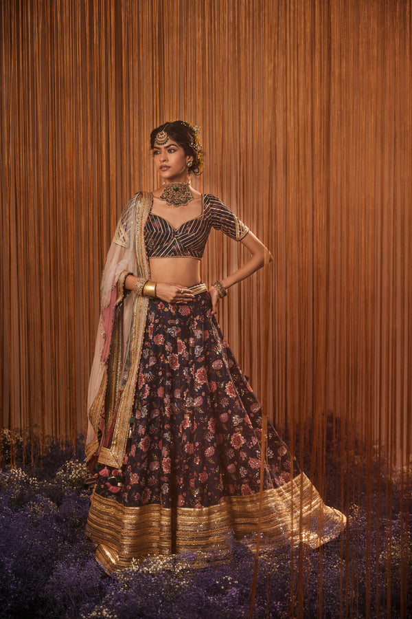 Chintz Lehenga with Blouse & Dupatta