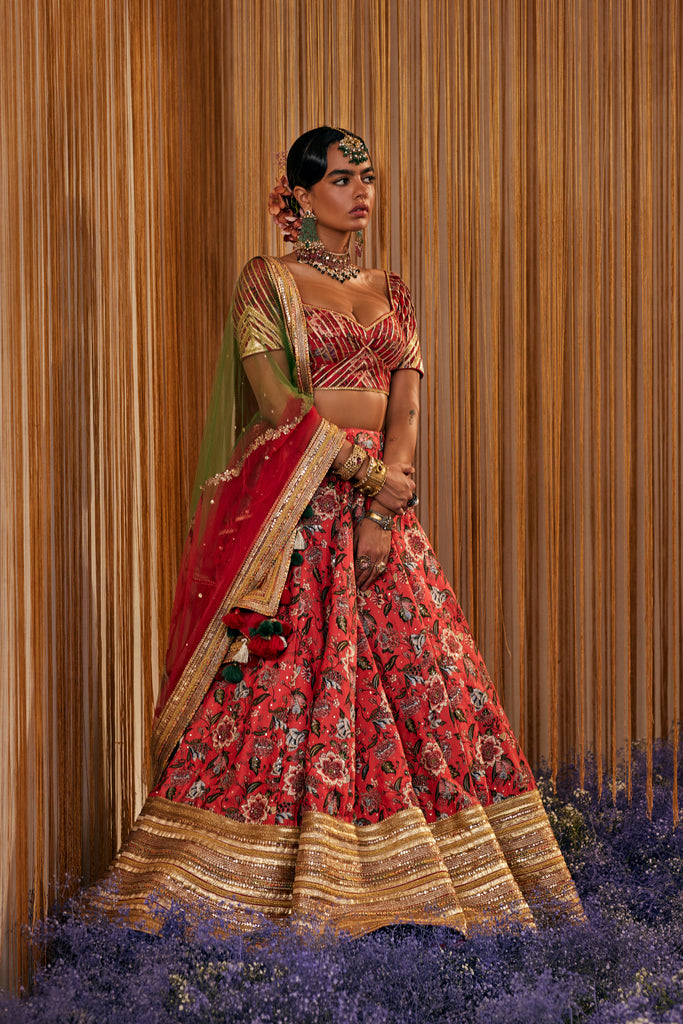 Chintz Lehenga with Blouse & Dupatta