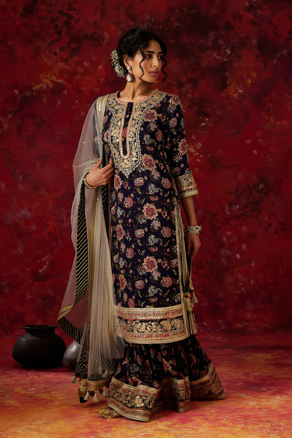 Chintz Long Kurta & Sharara