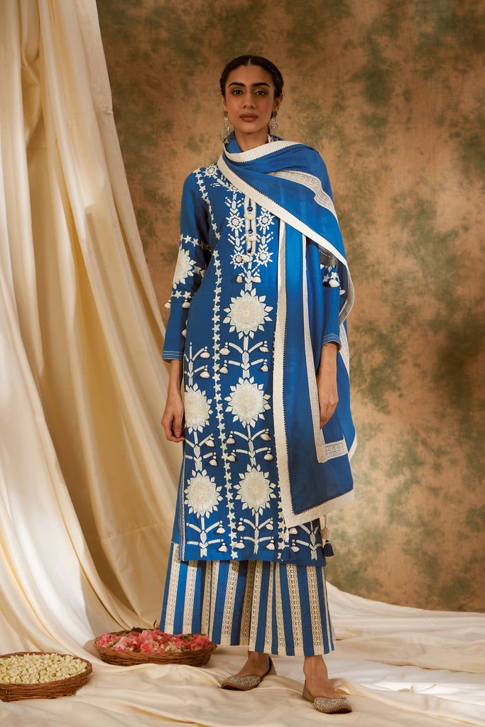 Sunflower Long Kurta with Wide Straight Pants