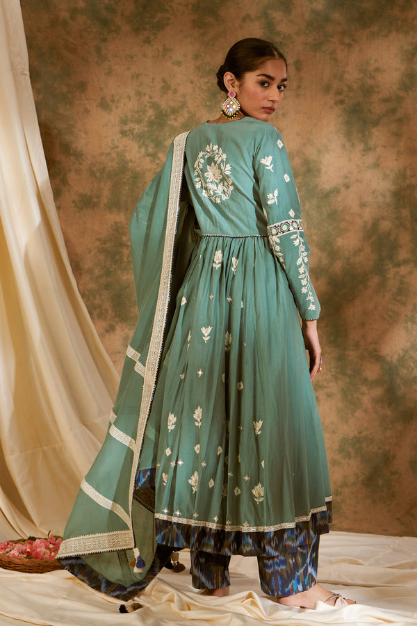 Meher V neck Long Kurta with Flared Pants