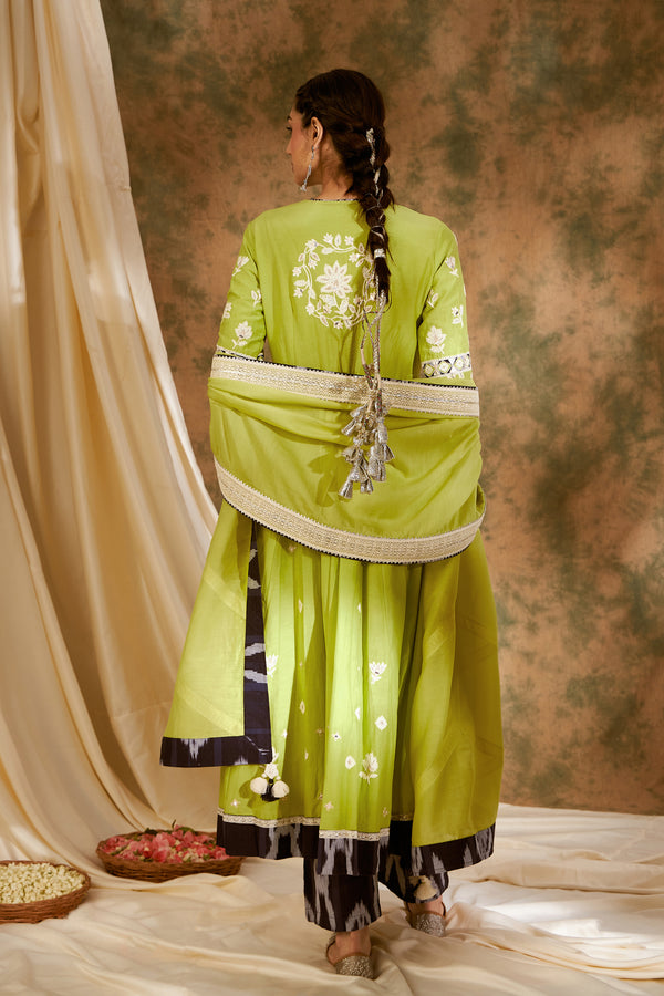 Meher V neck Long Kurta with Flared Pants